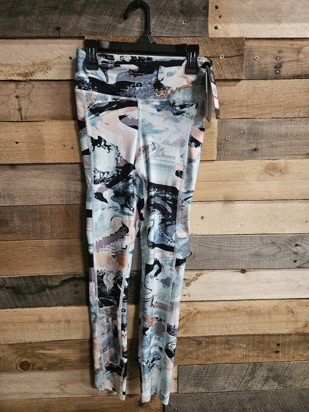 Under Armour Abstract Print Leggings in Light Blue, Peach & Black
